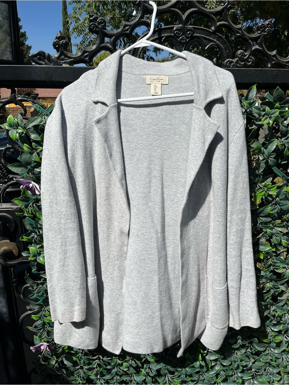 Jessica Simpson Light Gray Open-Front Cardigan
